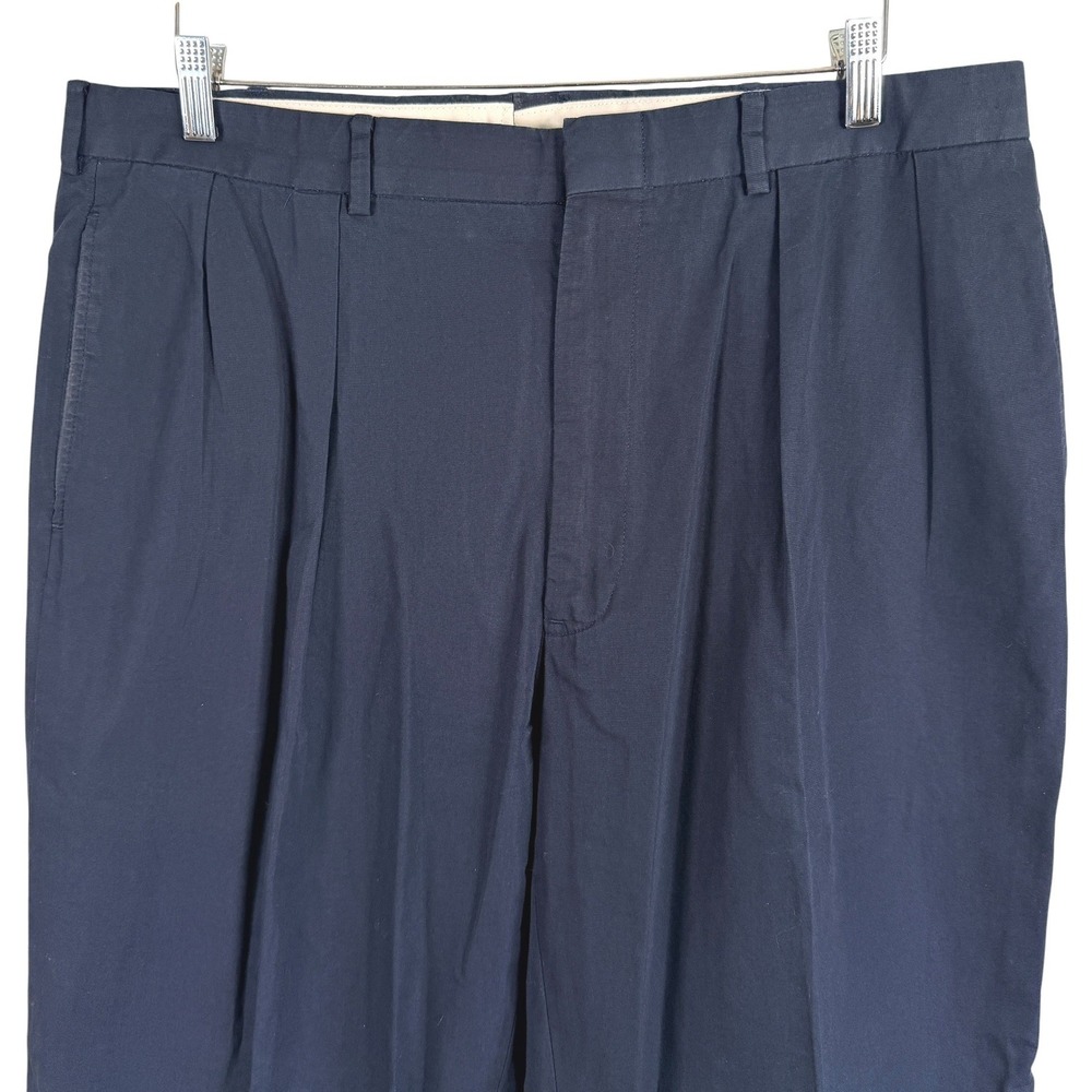 Vintage Polo Ralph Lauren Pleated Chinos Pants Mens 36x32 Navy Blue Cuffed read
